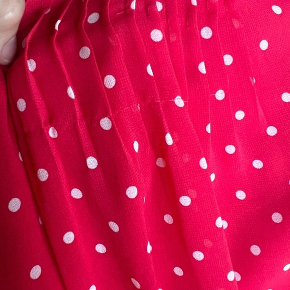 Nautica Jeans Red and White Polka Dot Pintuck Sleeve Pleated Blouse Size L - Picture 12 of 13